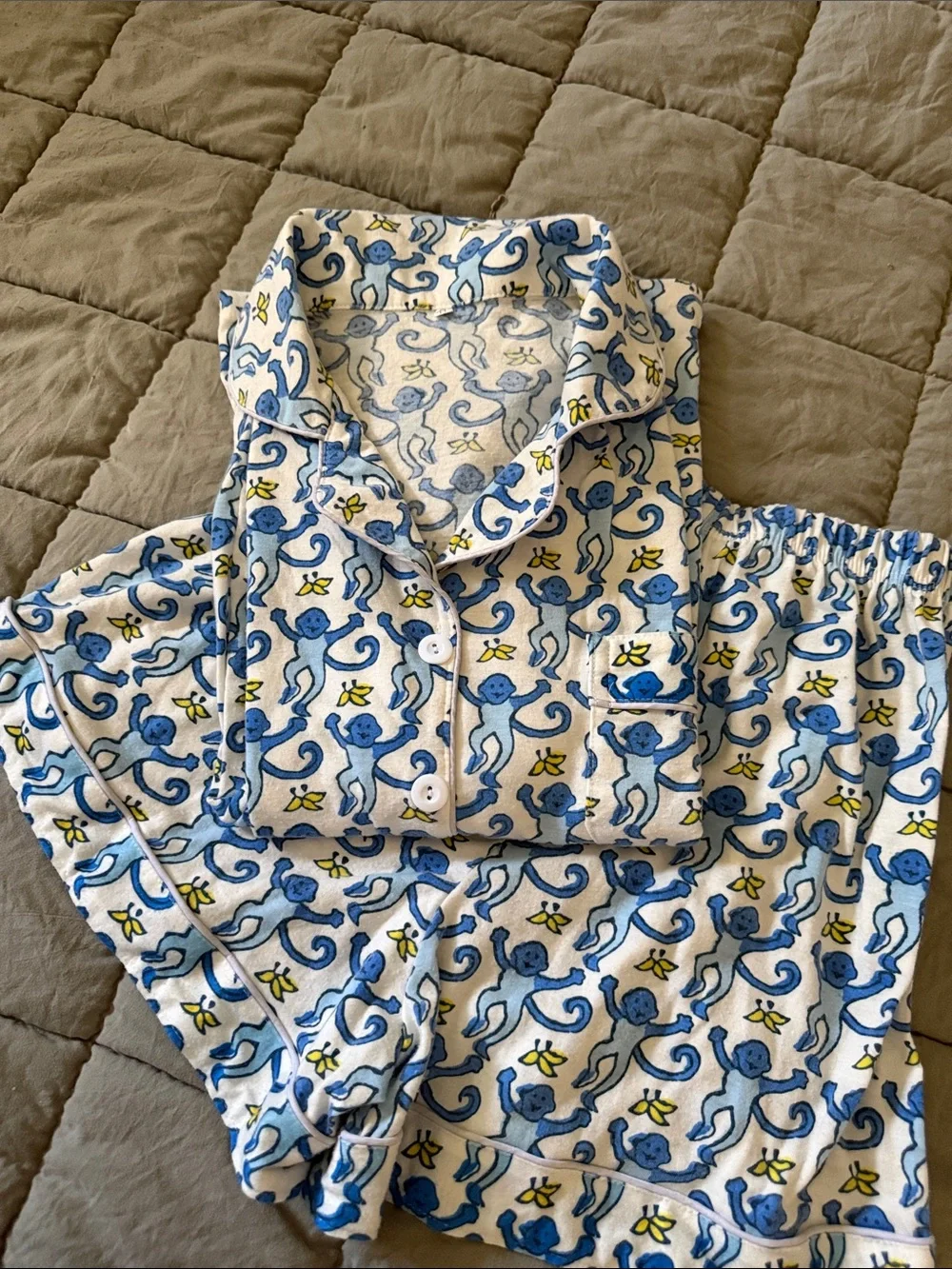 Roller Rabbit kids Blue Monkey Print Pajama Set - smoke/pet free home